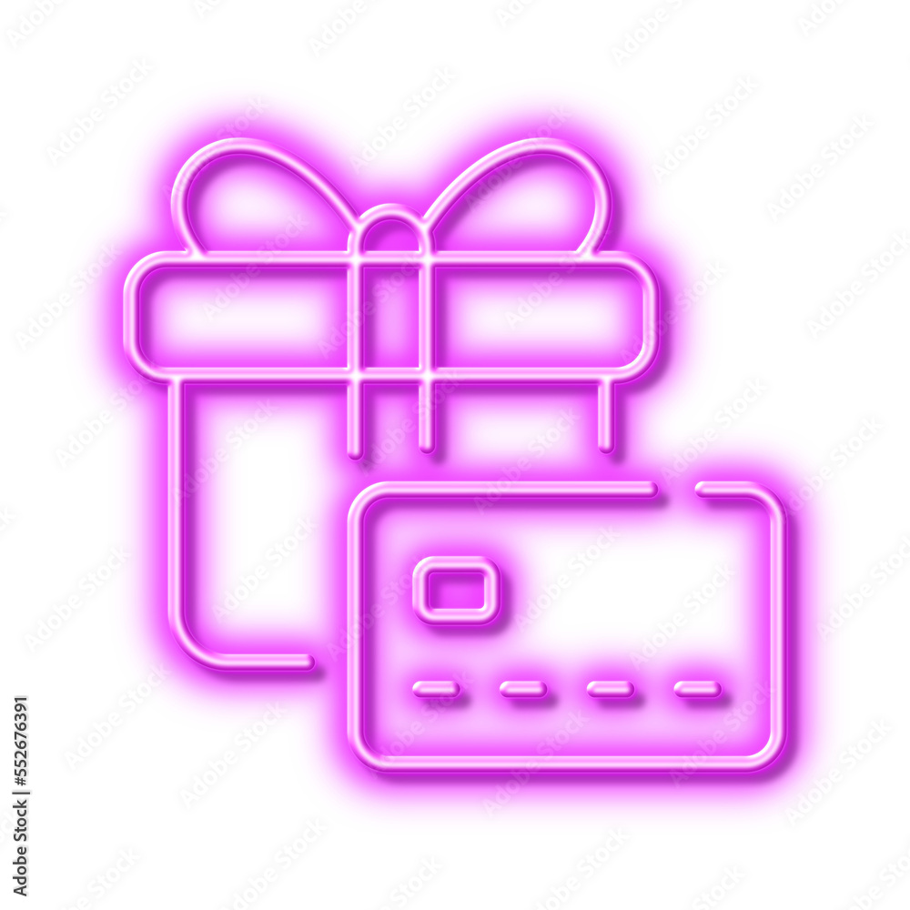 Gift card line icon. Bank card sign. Neon light effect outline icon. Gift card line icon. Bank card sign. Neon light effect outline icon.