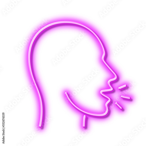 Cough line icon. Coronavirus symptom sign. Neon light effect outline icon.