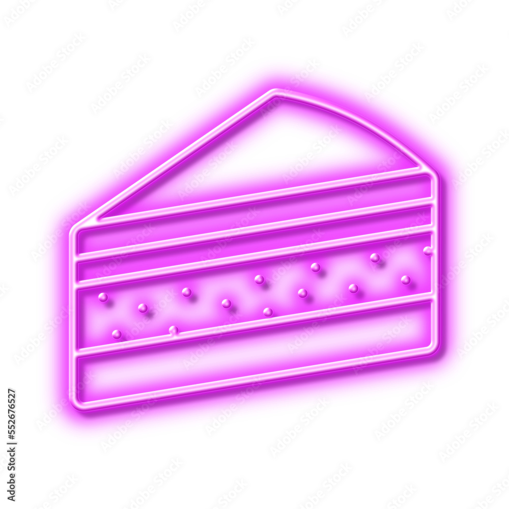 Cake line icon. Dessert food sign. Neon light effect outline icon. Cake line icon. Dessert food sign. Neon light effect outline icon.