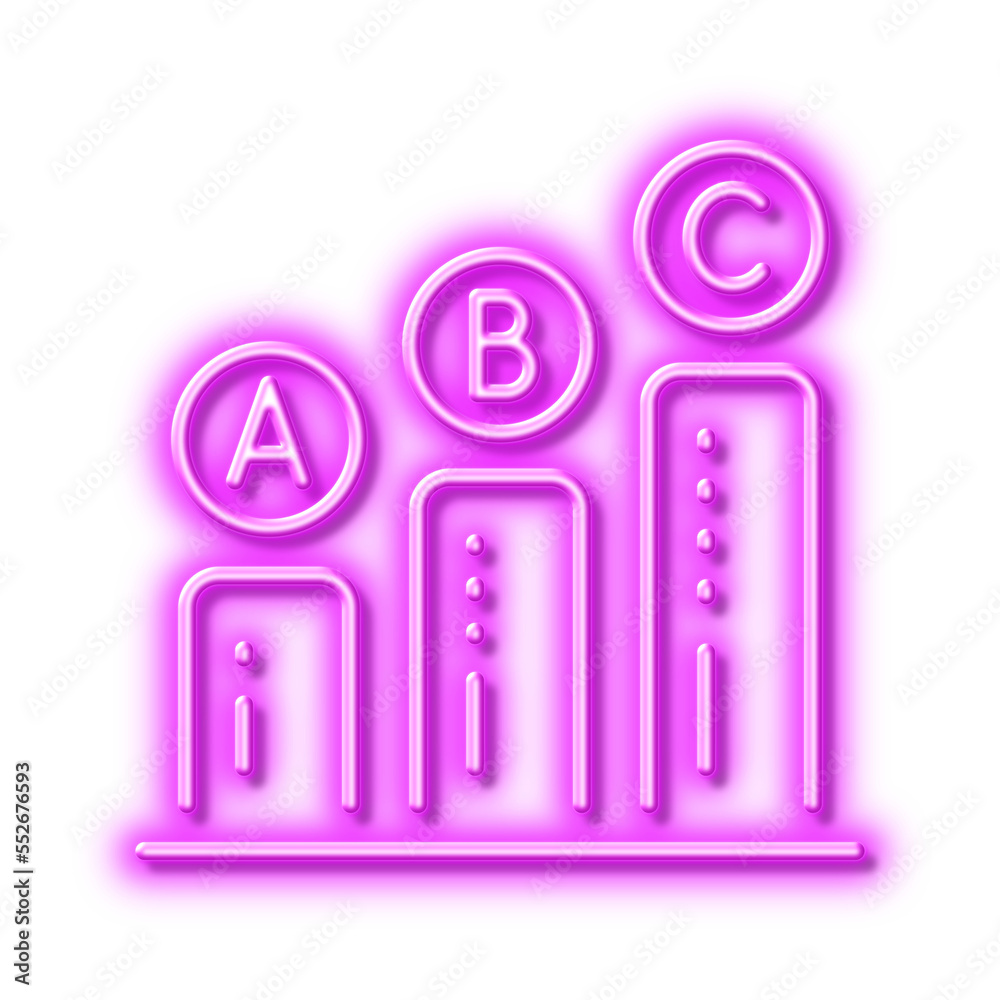 Graph line icon. Column chart sign. Neon light effect outline icon.
