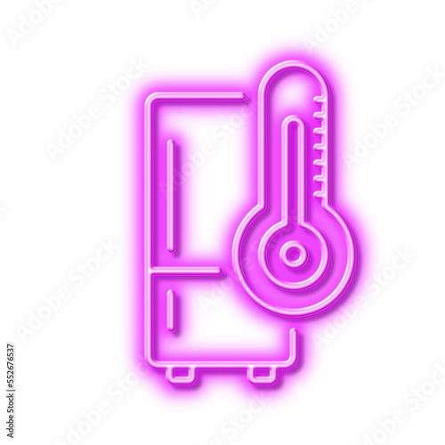 Single chamber refrigerator line icon. Fridge sign. Neon light effect outline icon.