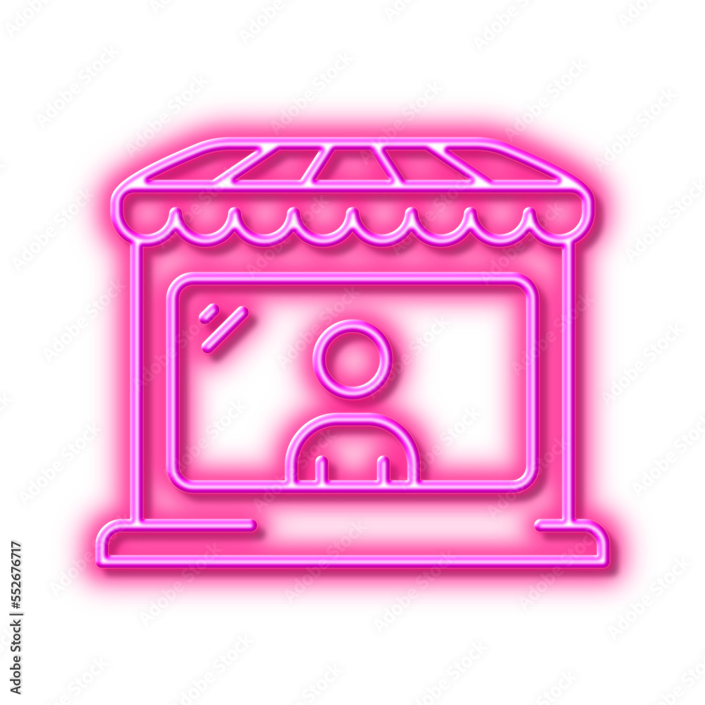 Market seller line icon. Wholesale store buyer sign. Neon light effect outline icon. Market seller line icon. Wholesale store buyer sign. Neon light effect outline icon.