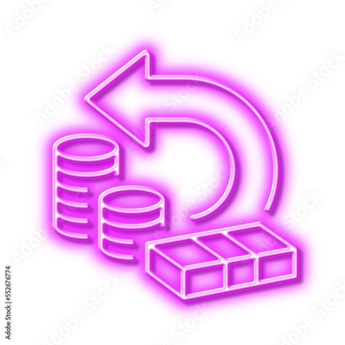 Cash back line icon. Return money sign. Neon light effect outline icon.