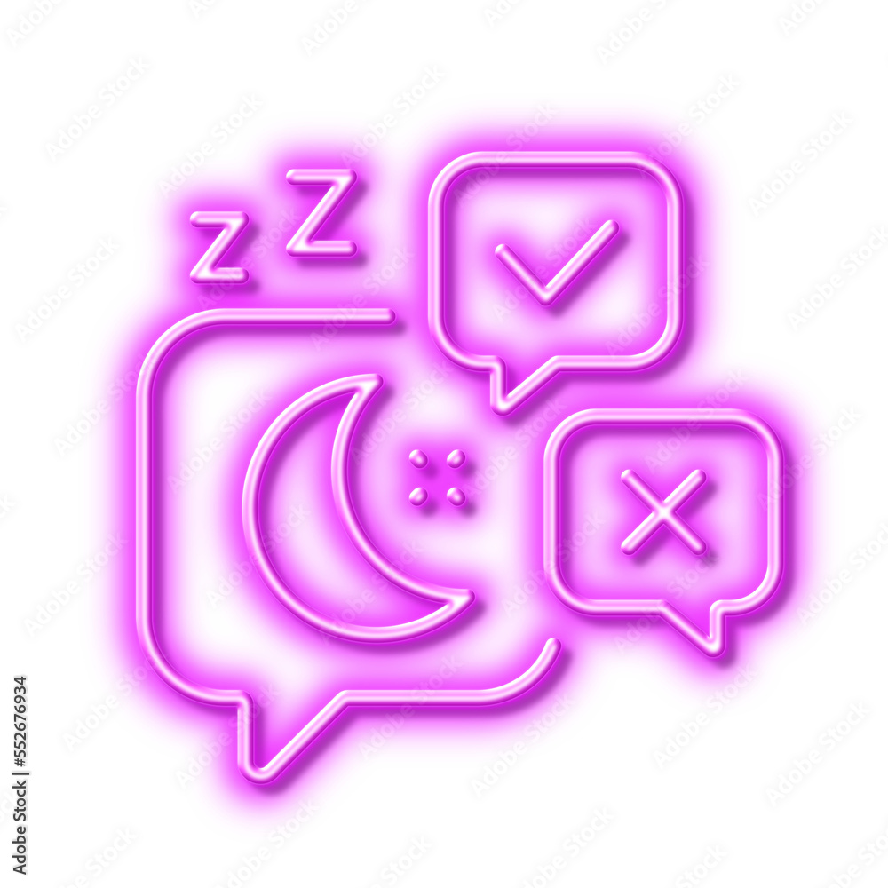 Sleep line icon. Night rest sign. Neon light effect outline icon. Sleep line icon. Night rest sign. Neon light effect outline icon.