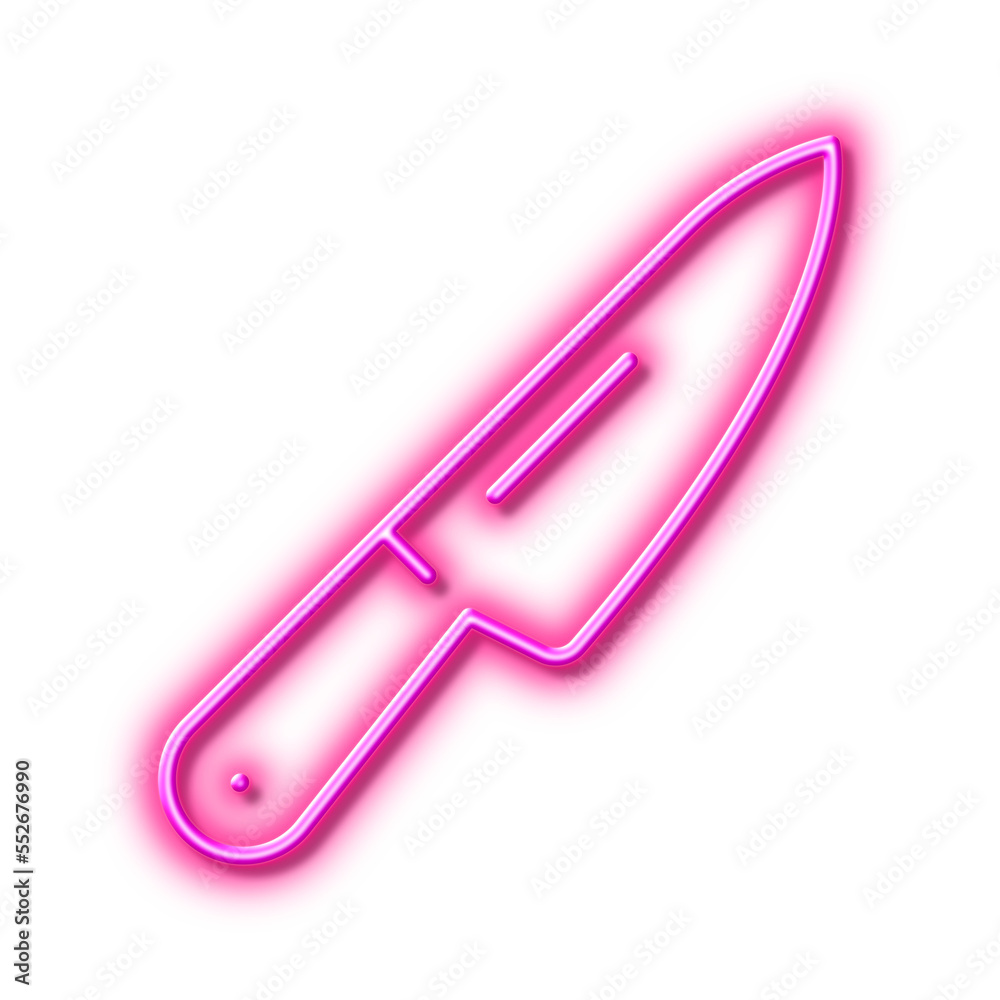 Knife line icon. Kitchen cutlery sign. Neon light effect outline icon.