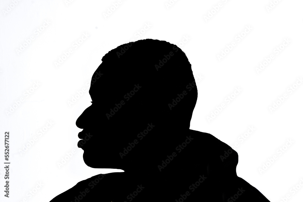 silhouette of african man on white background