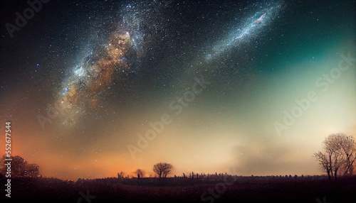 Space abstract background with milky way galaxy, stars and cosmic gas
