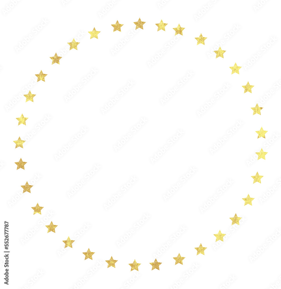 Circular gold frame made with golden texture stars Circular gold frame made with golden texture stars
