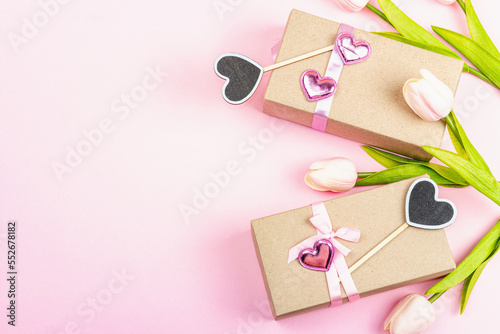 Zero waste gift concept. Handcrafted eco style, Valentine's, Mother's Day or Wedding decoration