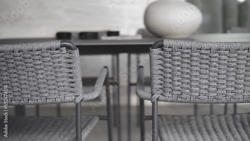 Furniture group of woven rope gray exterior chairs