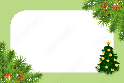 christmas background with fir branches and balls