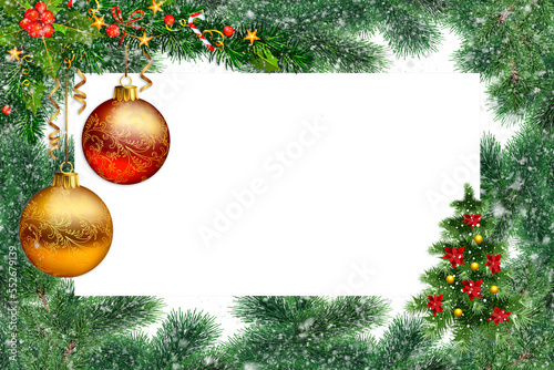christmas background with christmas tree and balls