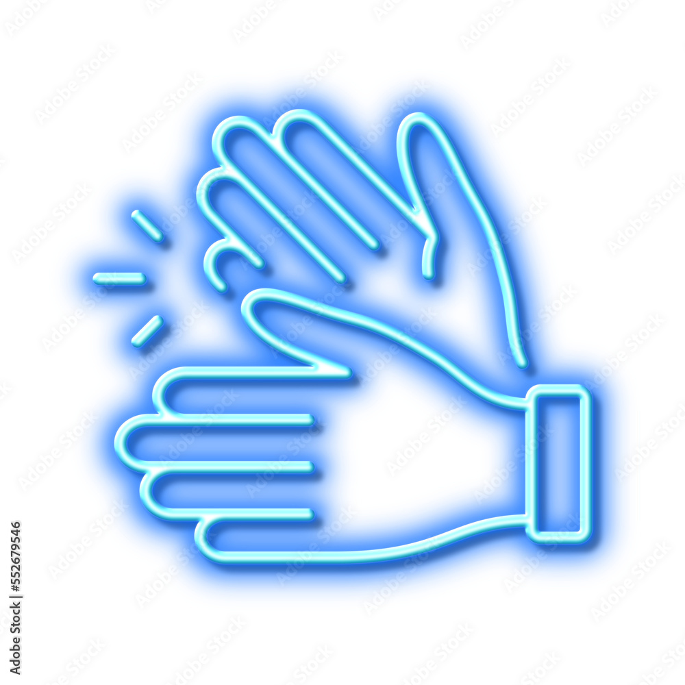 Clapping hands line icon. Clap sign. Neon light effect outline icon. Clapping hands line icon. Clap sign. Neon light effect outline icon.