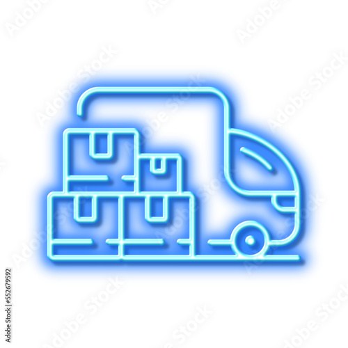Free Download Delivery truck line icon. Warehouse boxes sign. Neon light effect outline icon. - GFXLoad