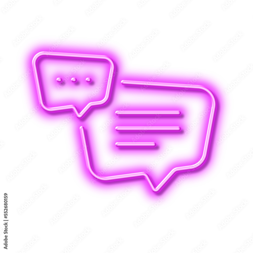 Text message line icon. Chat comment sign. Speech bubble. Neon light effect outline icon. Text message line icon. Chat comment sign. Speech bubble. Neon light effect outline icon.