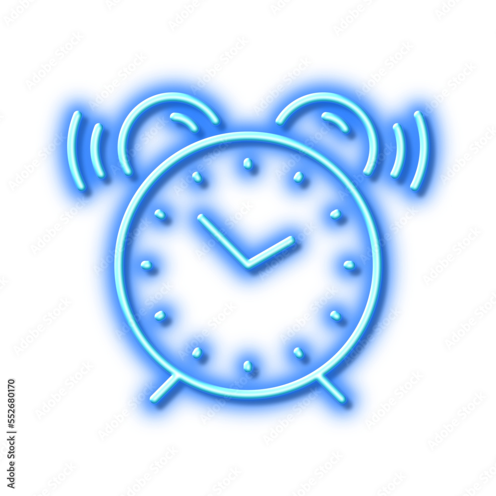 Alarm clock line icon. Time sign. Watch. Neon light effect outline icon.