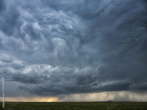 Dramatic skies over the landscape seen during a storm chasing tour in the midwest of the United States; Kansas, United States of America