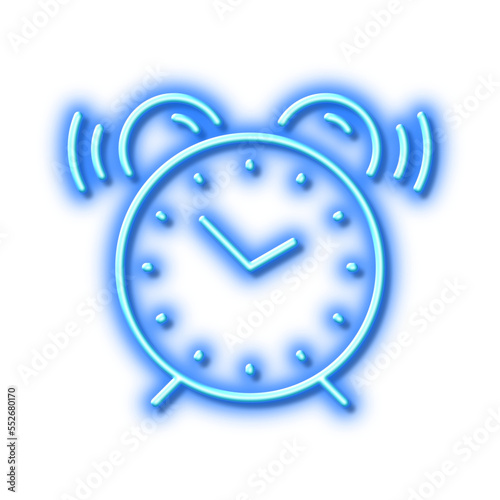 Alarm clock line icon. Time sign. Watch. Neon light effect outline icon.