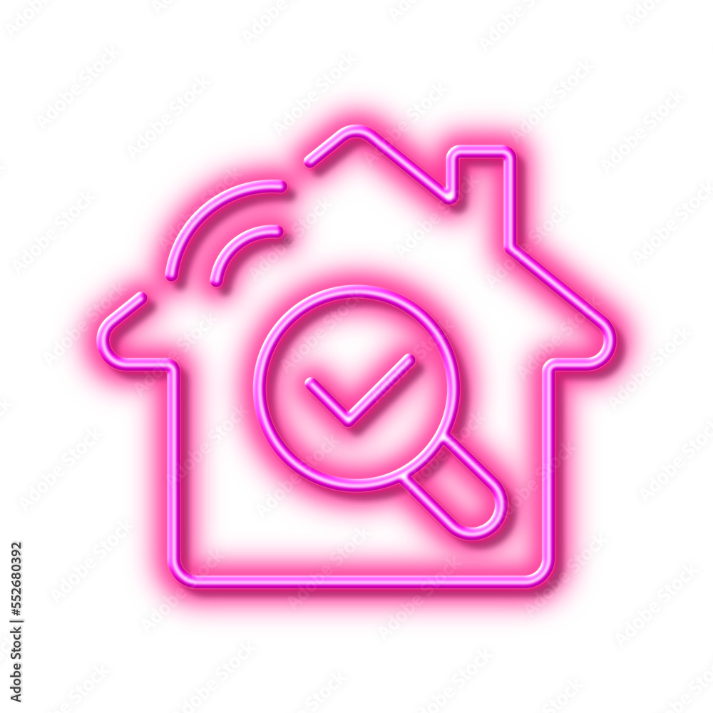 Inspect line icon. Building quality sign. Neon light effect outline icon. Inspect line icon. Building quality sign. Neon light effect outline icon.