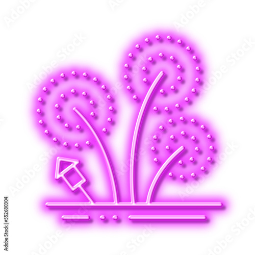 Fireworks line icon. Pyrotechnic salute sign. Neon light effect outline icon.