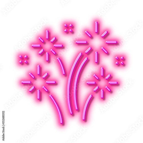 Fireworks line icon. Pyrotechnic salute sign. Neon light effect outline icon.
