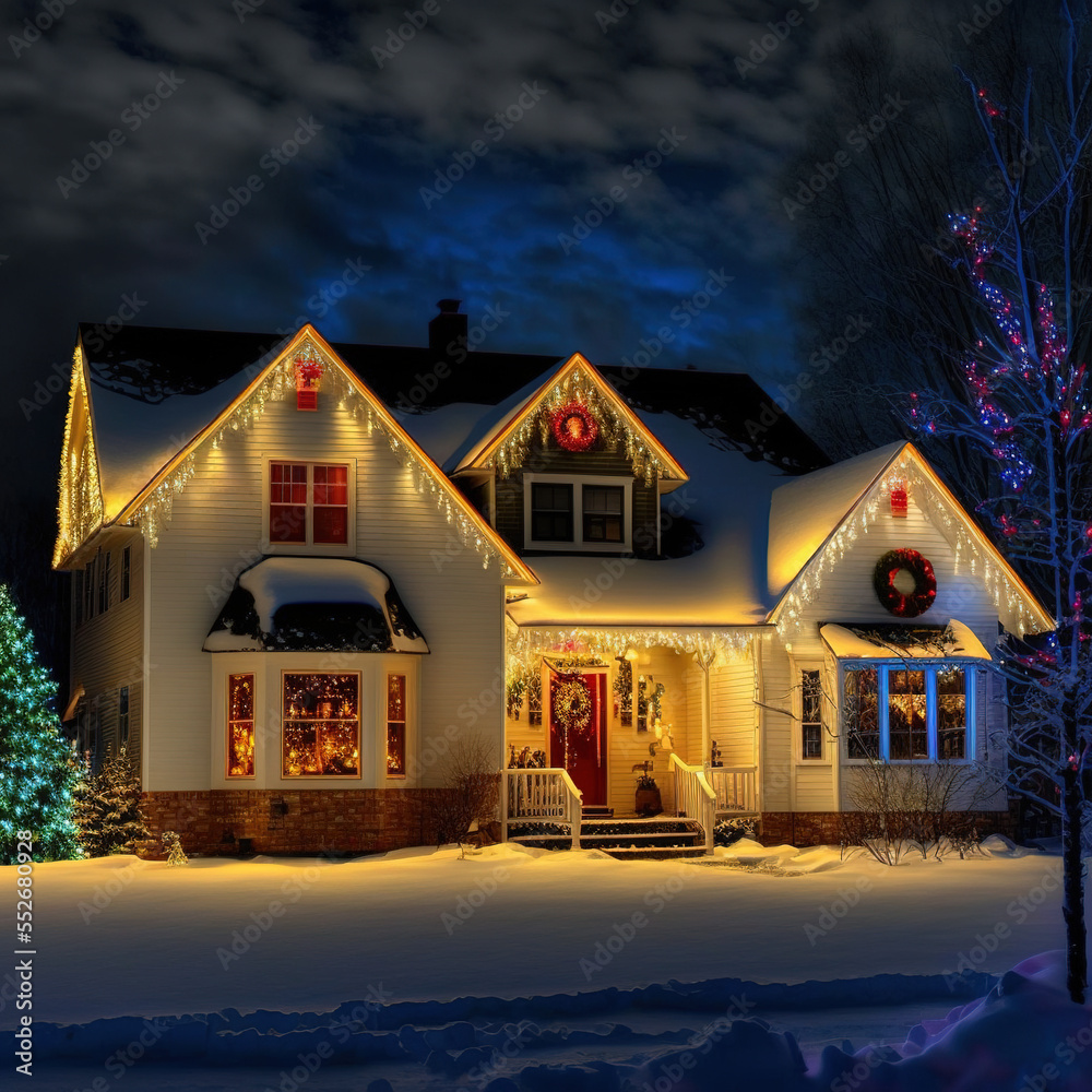 christmas house in the snow christmas house in the snow