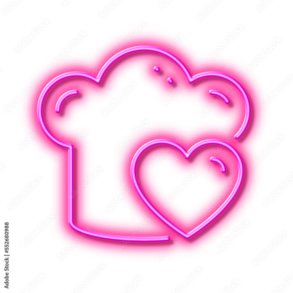 Cooking hat line icon. Chef sign. Food preparation. Neon light effect outline icon. Cooking hat line icon. Chef sign. Food preparation. Neon light effect outline icon.