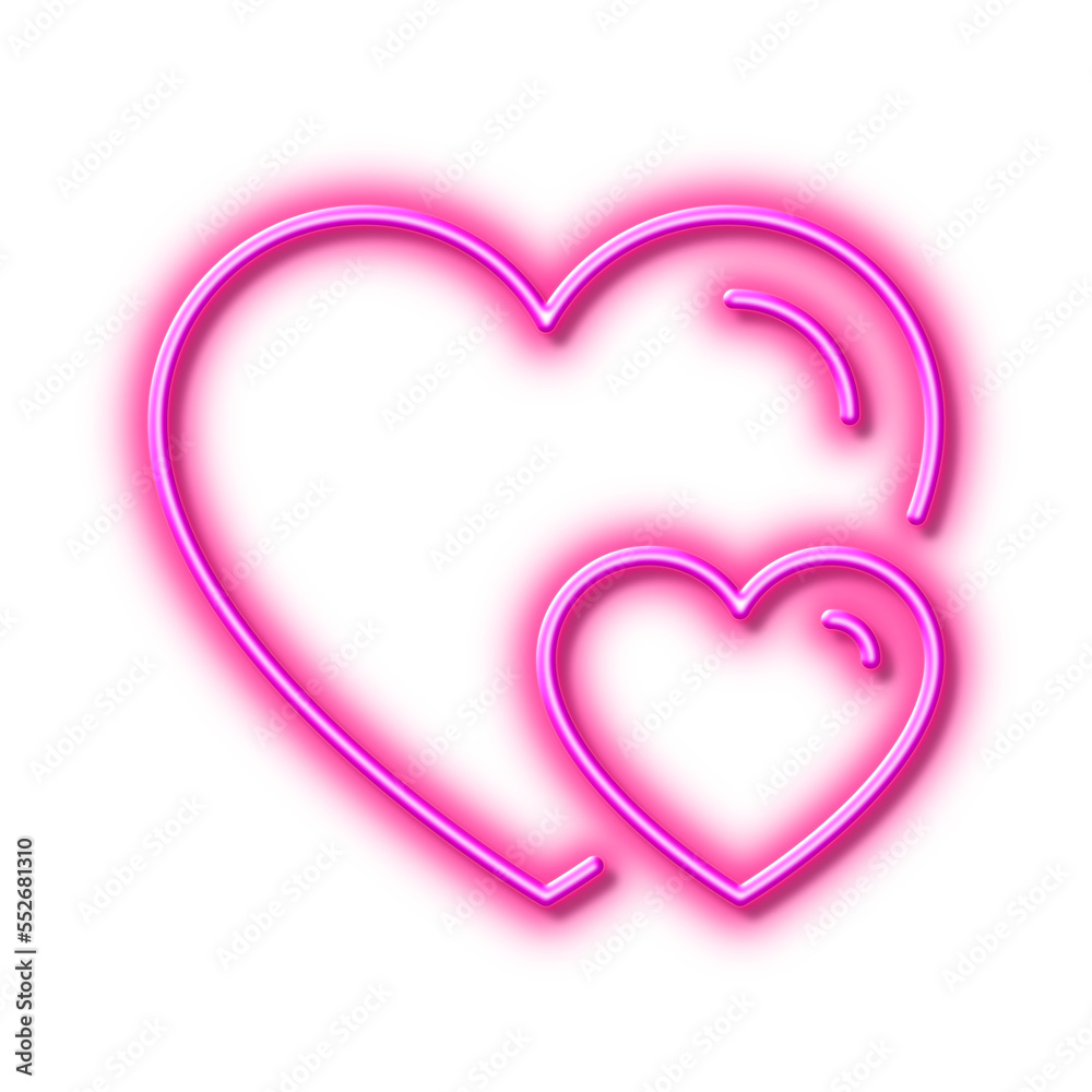 Couple Love line icon. Two Hearts sign. Neon light effect outline icon. Couple Love line icon. Two Hearts sign. Neon light effect outline icon.