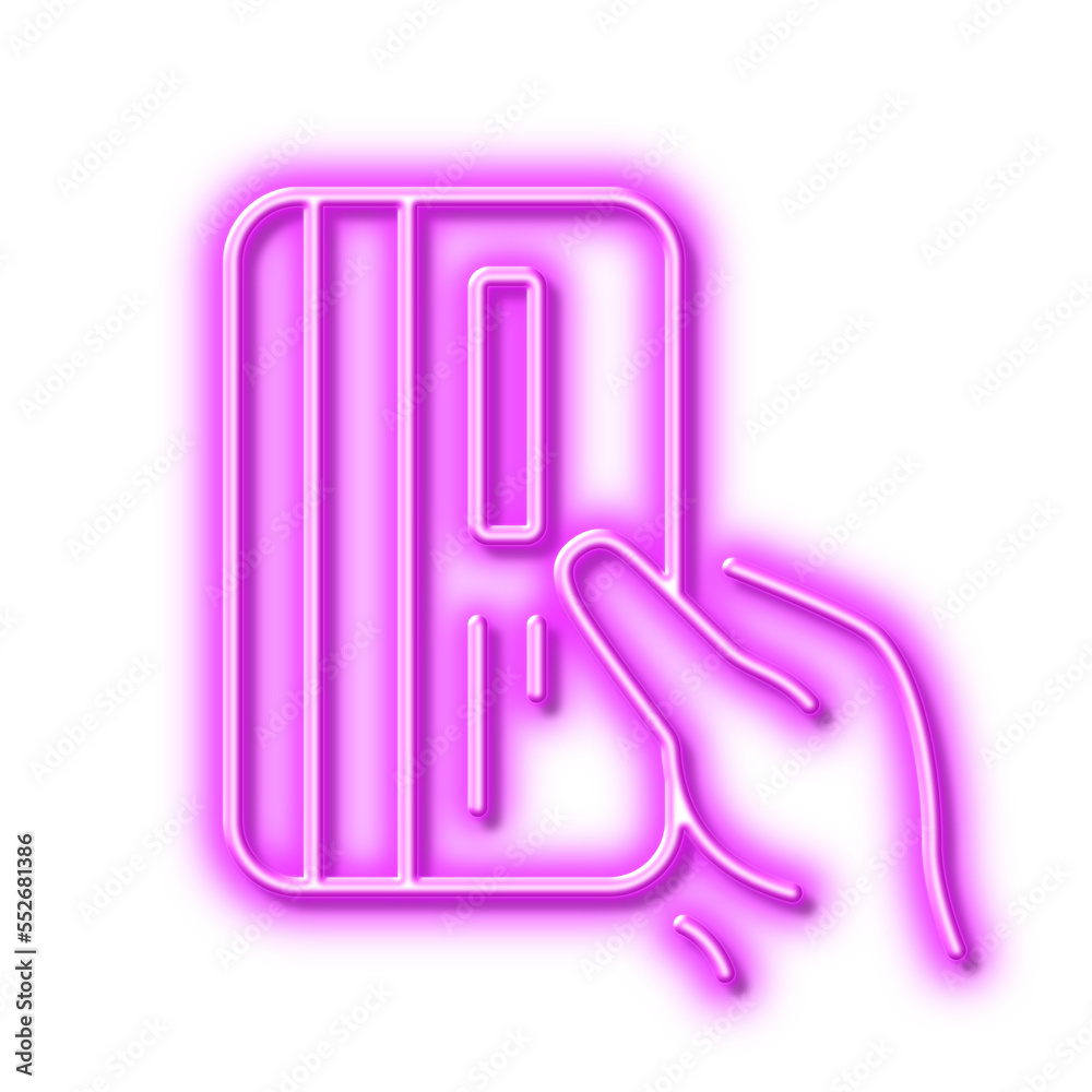 Credit card line icon. Hold Payment card. Neon light effect outline icon. Credit card line icon. Hold Payment card. Neon light effect outline icon.