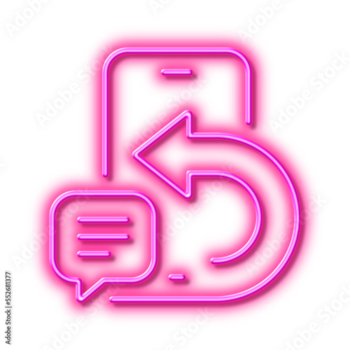 Phone message line icon. Smartphone app sign. Neon light effect outline icon.