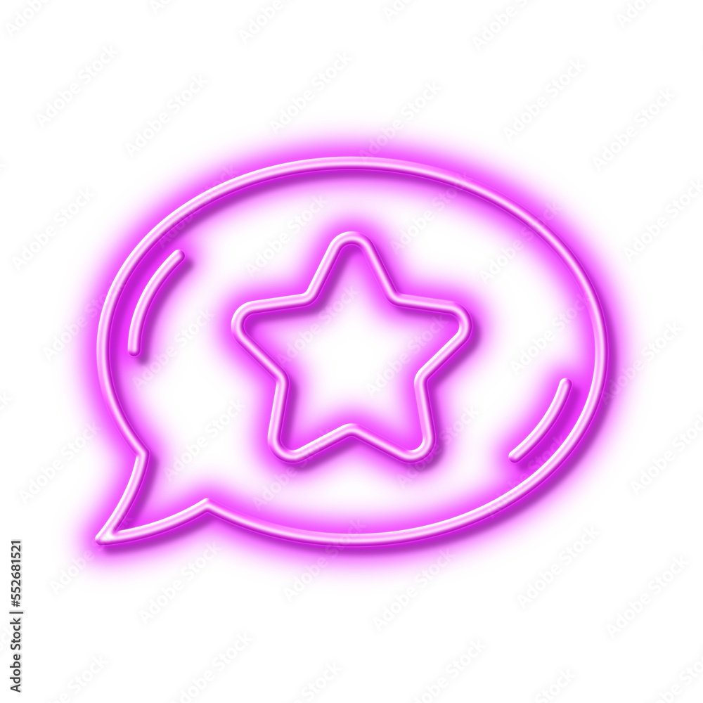 Favorite chat line icon. Speech bubble with star sign. Neon light effect outline icon. Favorite chat line icon. Speech bubble with star sign. Neon light effect outline icon.