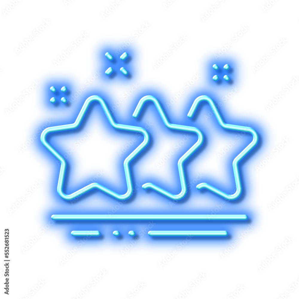 Stars line icon. Best ranking sign. Neon light effect outline icon. Stars line icon. Best ranking sign. Neon light effect outline icon.