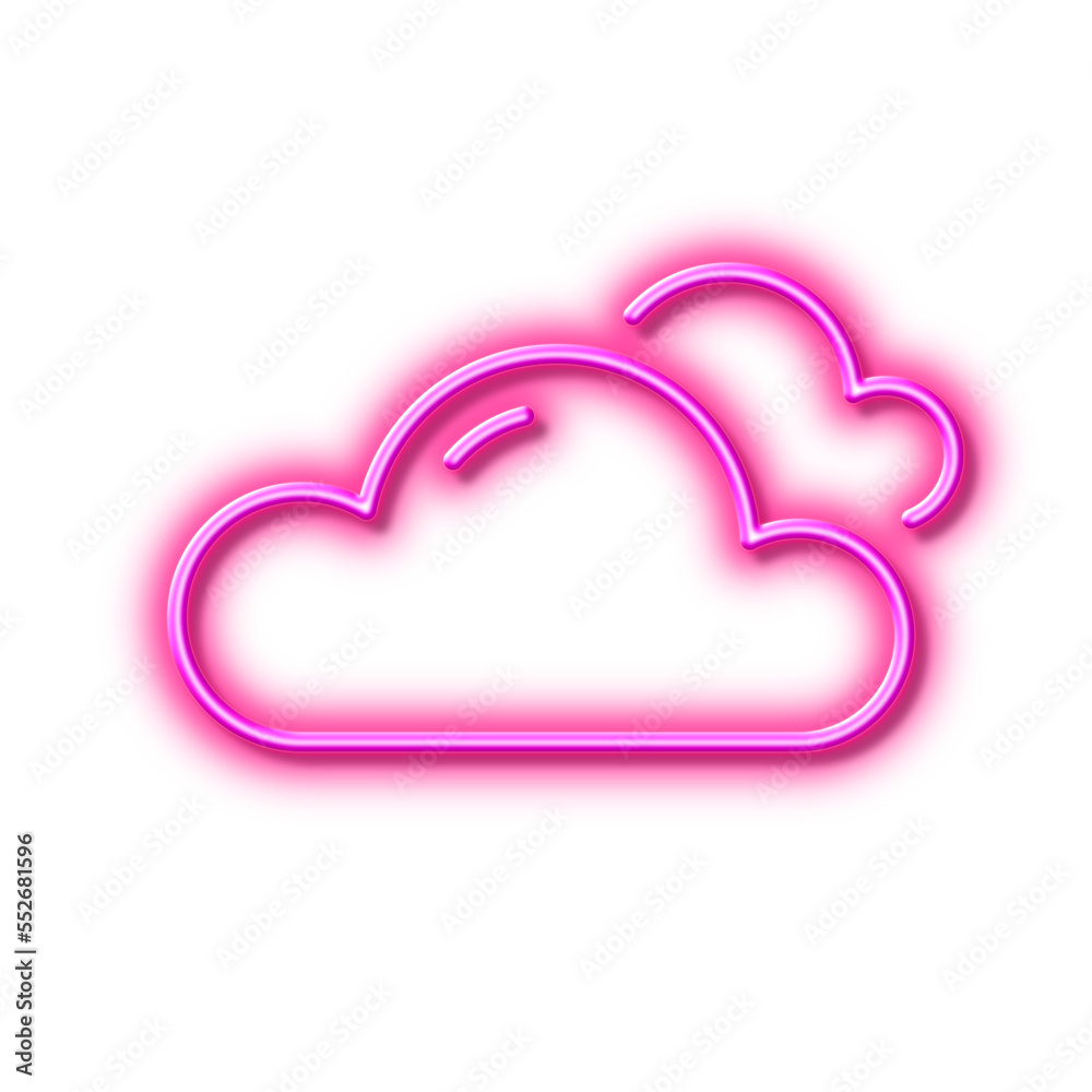 Cloudy weather line icon. Clouds sign. Sky. Neon light effect outline icon. Cloudy weather line icon. Clouds sign. Sky. Neon light effect outline icon.