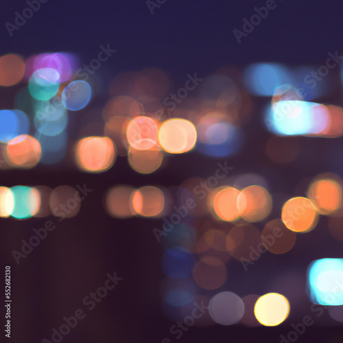 Blurry Bokeh Background City Lights At Night Defocused Abstract Urban Backdrop Generative AI © Roy