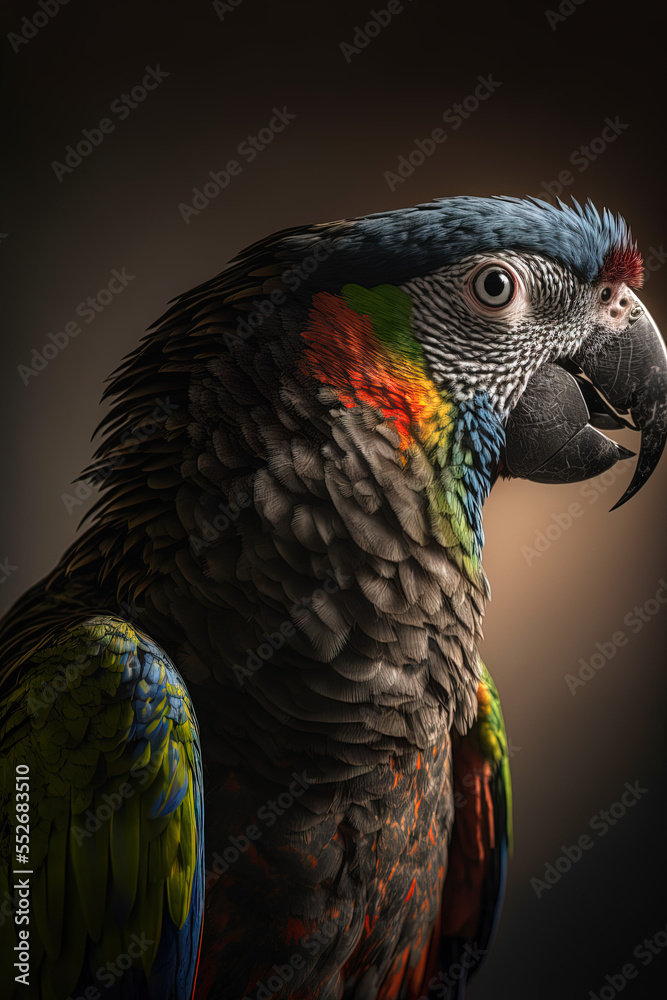 Colourful portrait of beautiful parrot