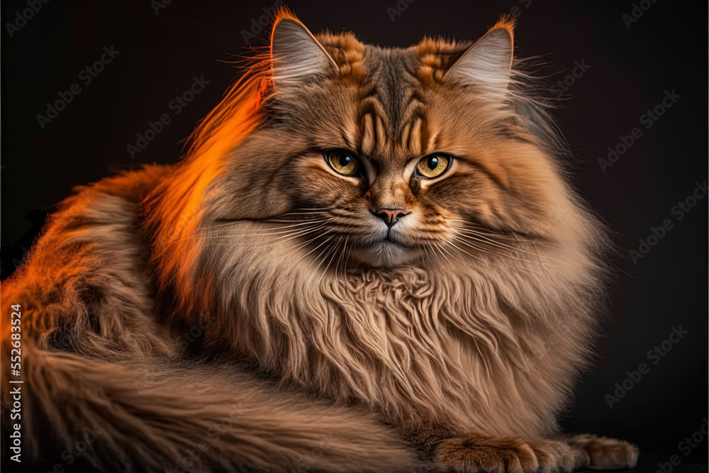 Plush long-haired cat portrait picture