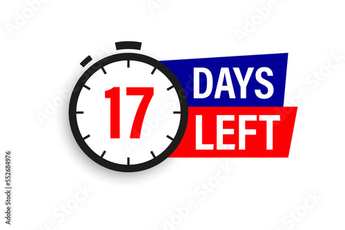 17 days left. Countdown badge. Vector illustration isolated on white background.