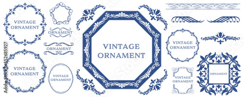 set of graphic materials, oriental patterns, arabesque patterns, antiques, decorative borders and vintage frames.