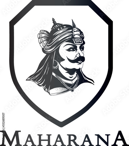 Bharat Ka Veer Putra - Maharana Pratap Singh. Illustration of warrior Maharana Pratap. Rajput king of Mewar. Maharana Pratap Jayanti Logo. Maharana Pratap Logo, The Rajput king of Mewar photo