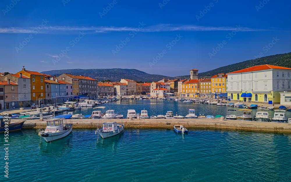 Aerial view of Cres old town in Croatia