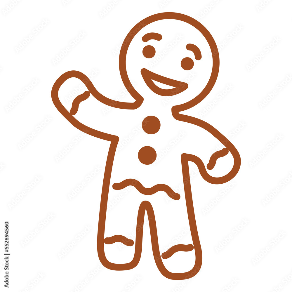 Obraz premium Icono postre de Navidad. Hombre de pan de jengibre con líneas