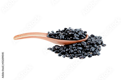 Black beans in spoon    on transparent  png