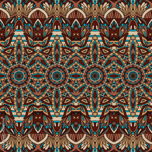 Vector abstract ethnic indian autumn seamless pattern tribal