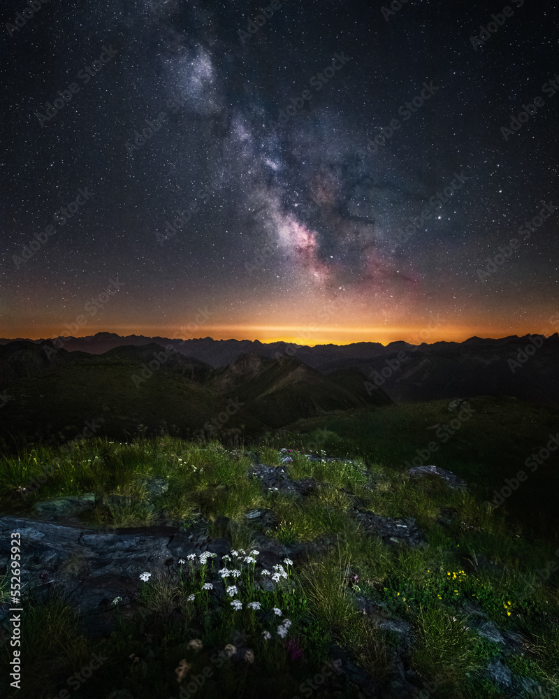 Fototapeta premium The Milky Way seen from the Becco Nero peak, Val Maira,Piedmont, Italy