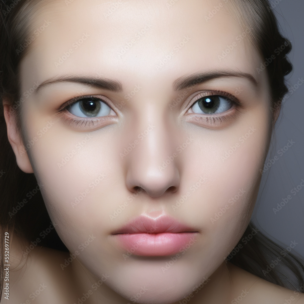Close-up portrait of a cute, natural girl. Close-up portrait of a cute, natural girl.