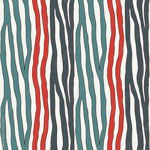 Vertical striped seamless pattern. Freehand surface print. Organic, natural camouflage texture. Handdrawn background