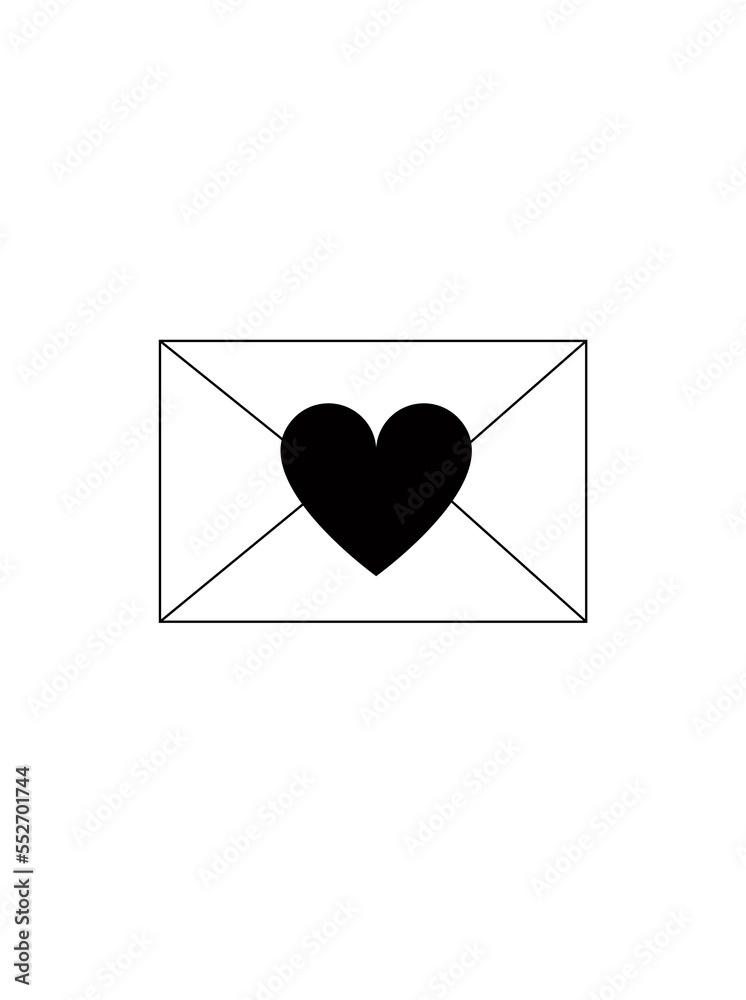 Love message icon. Envelope with heart. Isolated. Vector illustration.
