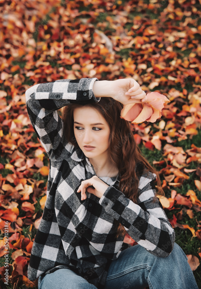 Beautiful girl in Autumn leaves Beautiful girl in Autumn leaves