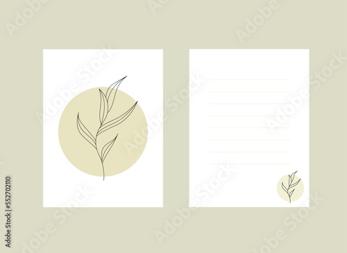 Pattern for postcard, celebration, invitation, presentation. Template for letter with beautiful minimalism flovers. Greeting card. Vector illustration