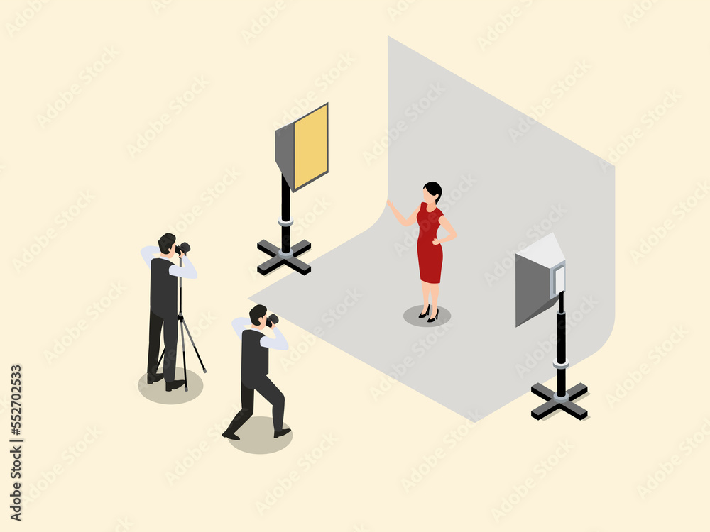 Photographer taking pictures of a female model Photographer taking pictures of a female model